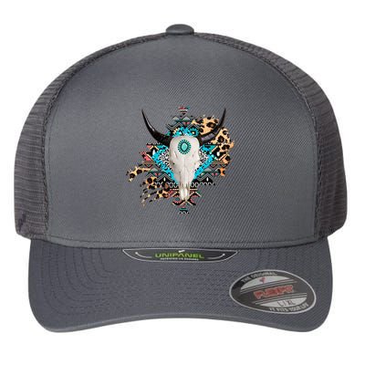 Aztec Bull Horns Pattern Design Flexfit Unipanel Trucker Cap