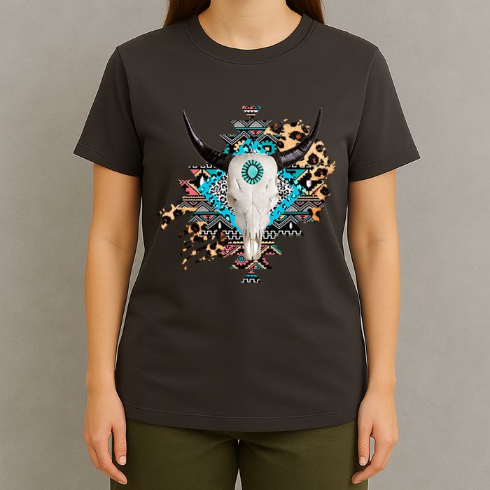 Aztec Bull Horns Pattern Design T-Shirt