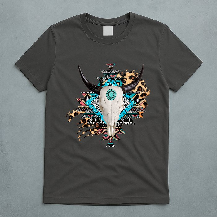 Aztec Bull Horns Pattern Design T-Shirt