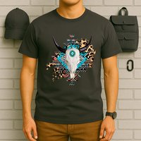 Aztec Bull Horns Pattern Design T-Shirt