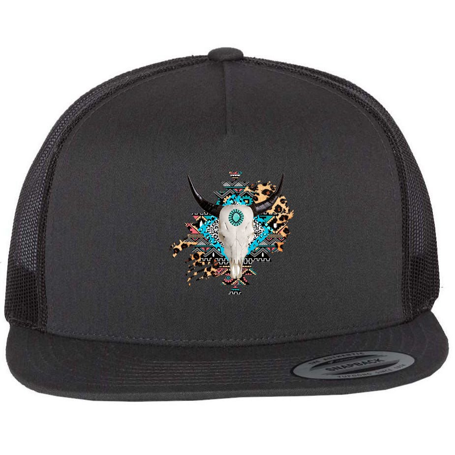 Aztec Bull Horns Pattern Design Flatbill Hat