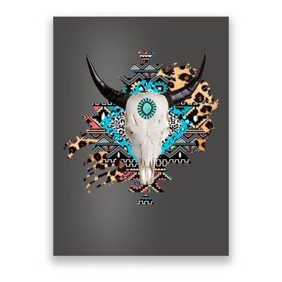 Aztec Bull Horns Pattern Design Poster