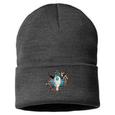 Aztec Bull Horns Pattern Design Sustainable Knit Beanie