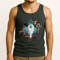 Aztec Bull Horns Pattern Design Tank Top