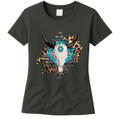 Aztec Bull Horns Pattern Design Womens T-Shirt