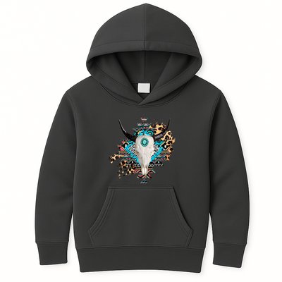 Aztec Bull Horns Pattern Design Kids Hoodie