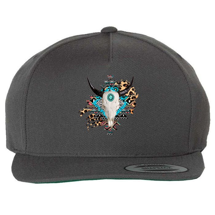 Aztec Bull Horns Pattern Design Wool Snapback Cap