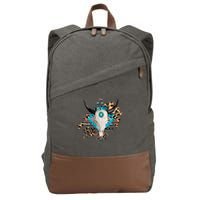 Aztec Bull Horns Pattern Design Cotton Canvas Backpack