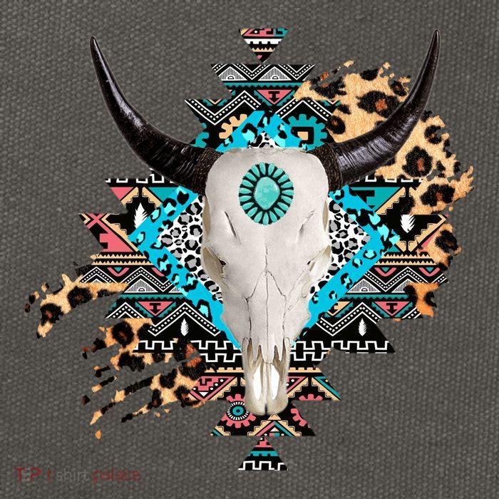 Aztec Bull Horns Pattern Design Cotton Canvas Backpack