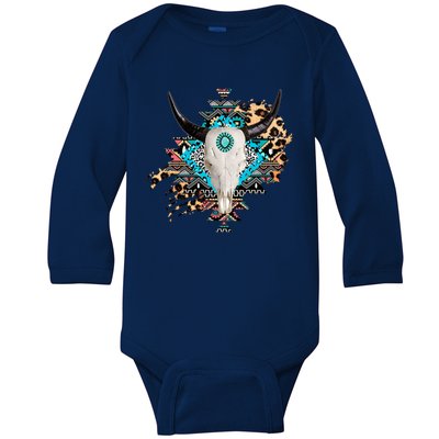 Aztec Bull Horns Pattern Design Baby Long Sleeve Bodysuit