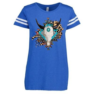 Aztec Bull Horns Pattern Design Enza Ladies Jersey Football T-Shirt