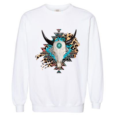 Aztec Bull Horns Pattern Design Garment-Dyed Sweatshirt