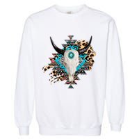 Aztec Bull Horns Pattern Design Garment-Dyed Sweatshirt