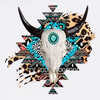 Aztec Bull Horns Pattern Design Garment-Dyed Sweatshirt