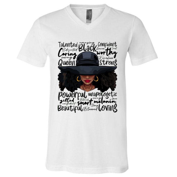 African Black History African American Ladies Juneteenth V-Neck T-Shirt