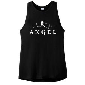 Angel Baseball Heartbeat For Baseball Players And Fans Ladies PosiCharge Tri-Blend Wicking Tank