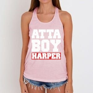 Atta Boy Harper He WasnT Supposed To Hear It Women's Knotted Racerback Tank