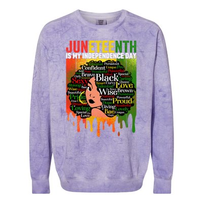 African Black History Melanin Juneteenth Is My Independence Cute Gift Colorblast Crewneck Sweatshirt