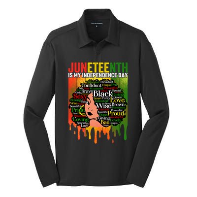 African Black History Melanin Juneteenth Is My Independence Cute Gift Silk Touch Performance Long Sleeve Polo