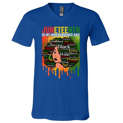 African Black History Melanin Juneteenth Is My Independence Cute Gift V-Neck T-Shirt