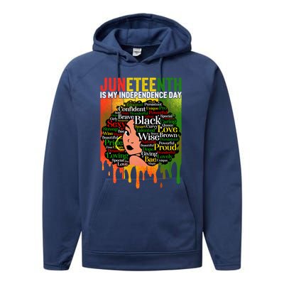 African Black History Melanin Juneteenth Is My Independence Cute Gift Performance Fleece Hoodie