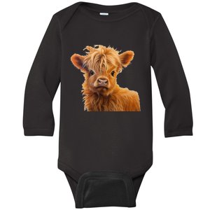 Adorable Baby Highland Cow Calf Baby Long Sleeve Bodysuit