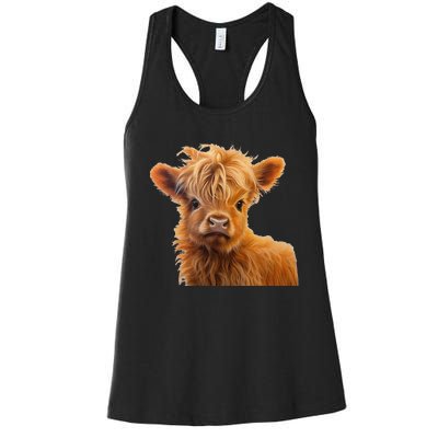 Adorable Baby Highland Cow Calf Women's Racerback Tank