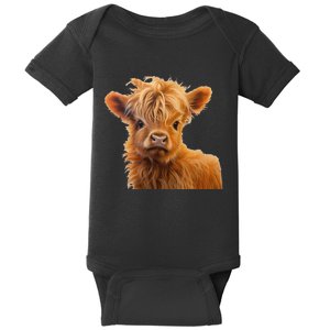 Adorable Baby Highland Cow Calf Baby Bodysuit