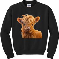 Adorable Baby Highland Cow Calf Kids Sweatshirt