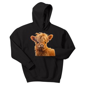 Adorable Baby Highland Cow Calf Kids Hoodie