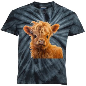 Adorable Baby Highland Cow Calf Kids Tie-Dye T-Shirt