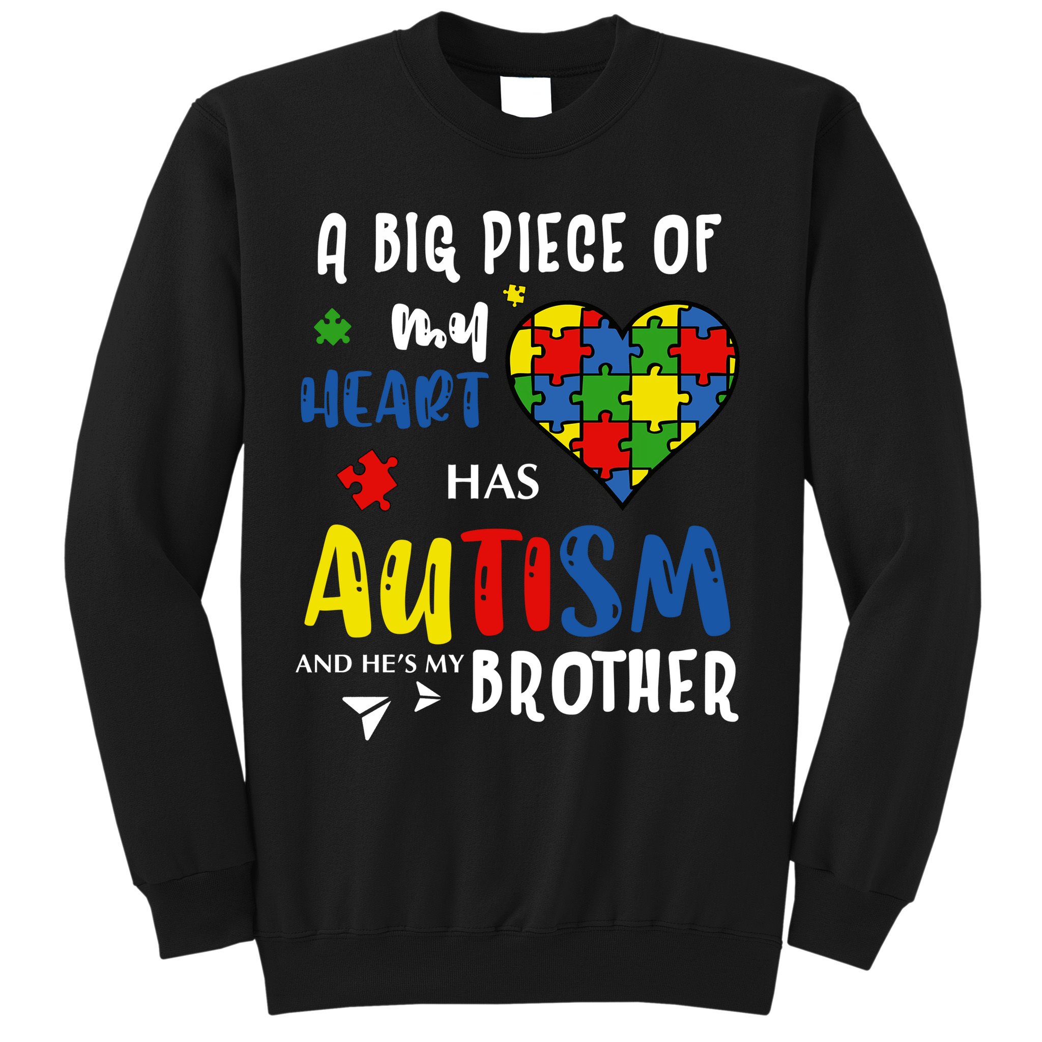 Autism Brother Heart Puzzle Autism Awareness Sweatshirt