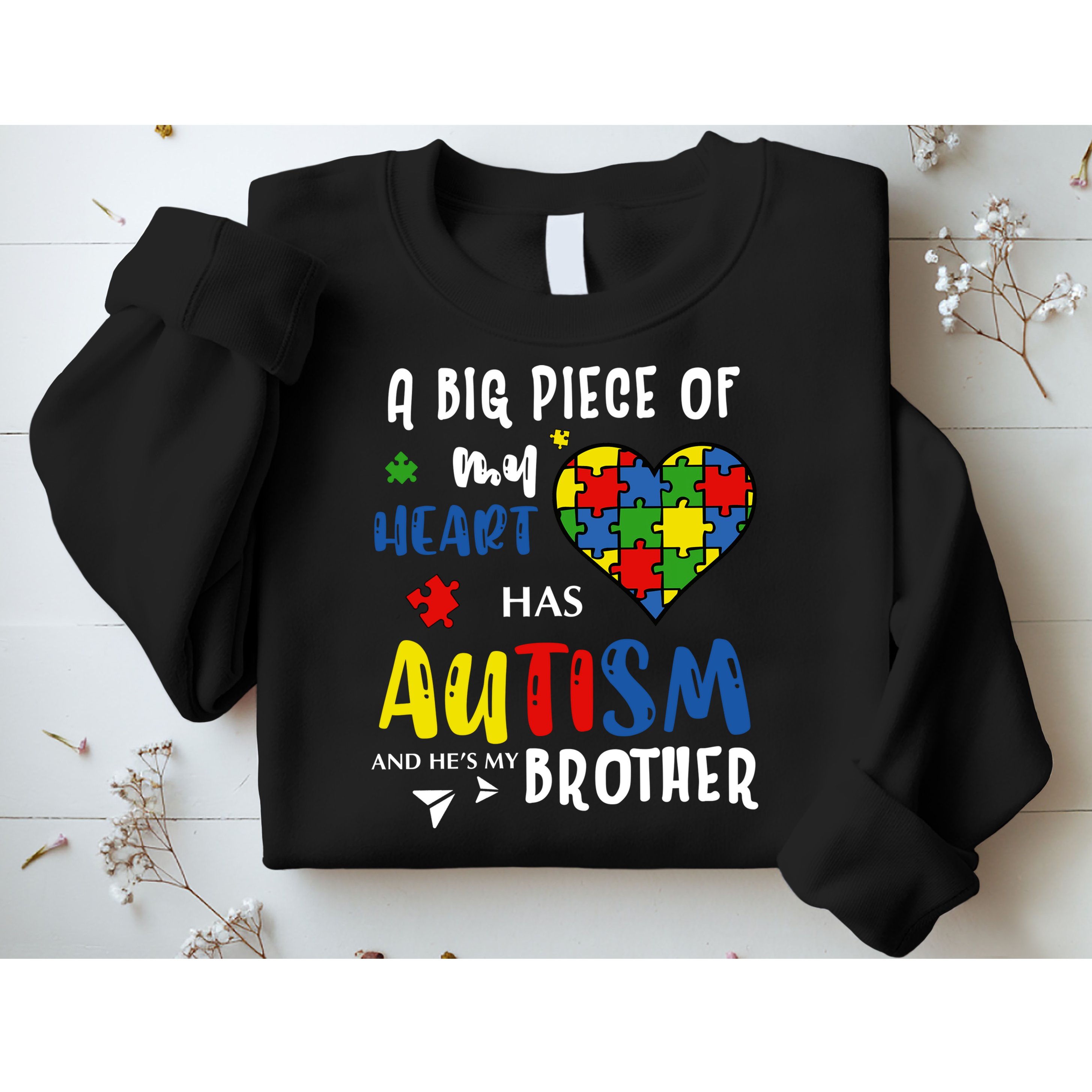 Autism Brother Heart Puzzle Autism Awareness Sweatshirt