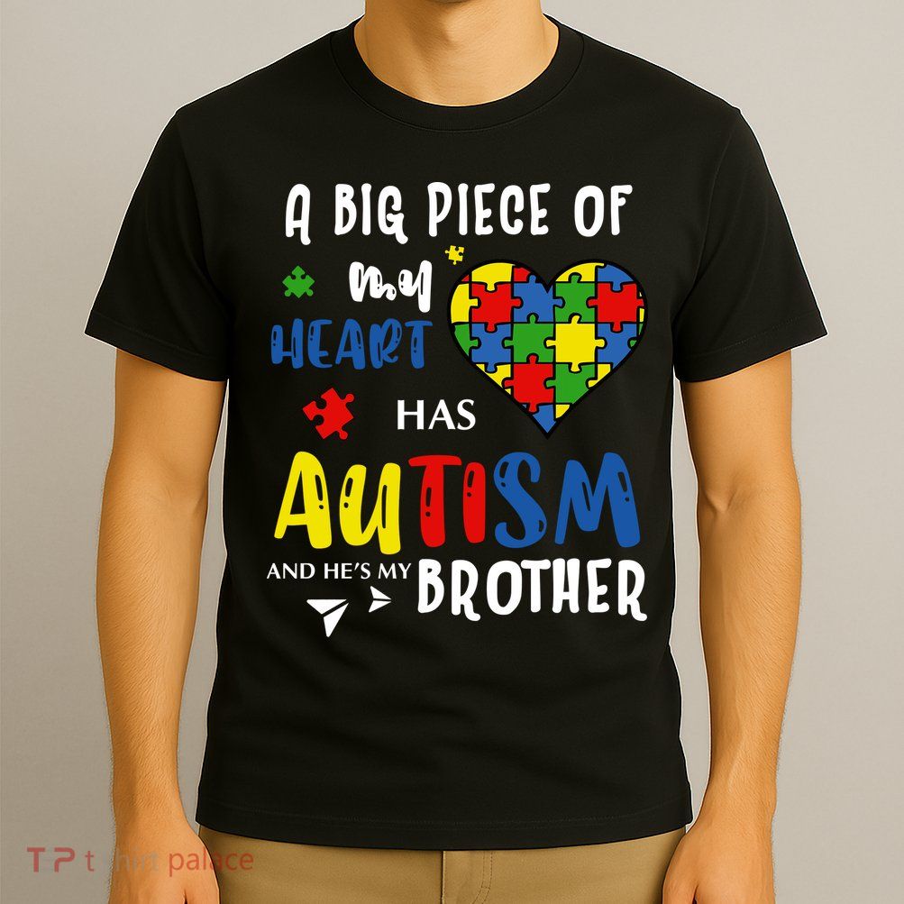 Autism Brother Heart Puzzle Autism Awareness T-Shirt