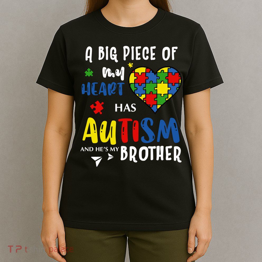 Autism Brother Heart Puzzle Autism Awareness T-Shirt