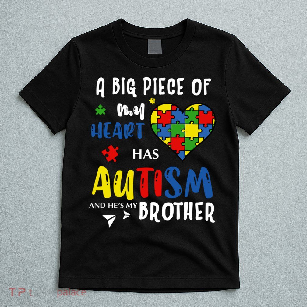 Autism Brother Heart Puzzle Autism Awareness T-Shirt