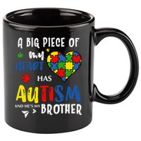 Autism Brother Heart Puzzle Autism Awareness 11oz C Handle Ceramic Mug