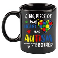 Autism Brother Heart Puzzle Autism Awareness 11oz C Handle Ceramic Mug