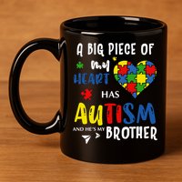 Autism Brother Heart Puzzle Autism Awareness 11oz C Handle Ceramic Mug