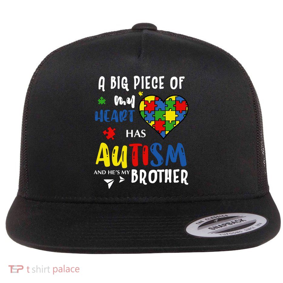 Autism Brother Heart Puzzle Autism Awareness Flatbill Hat