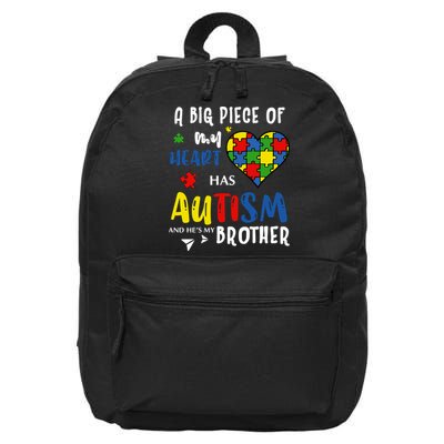 Autism Brother Heart Puzzle Autism Awareness 16 in Basic Backpack