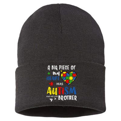 Autism Brother Heart Puzzle Autism Awareness Sustainable Knit Beanie