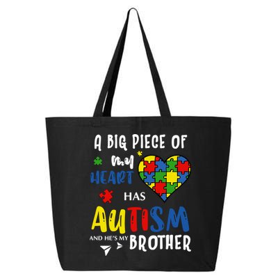 Autism Brother Heart Puzzle Autism Awareness 25L Jumbo Tote