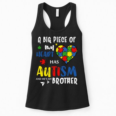 Autism Brother Heart Puzzle Autism Awareness Womens Tank Top