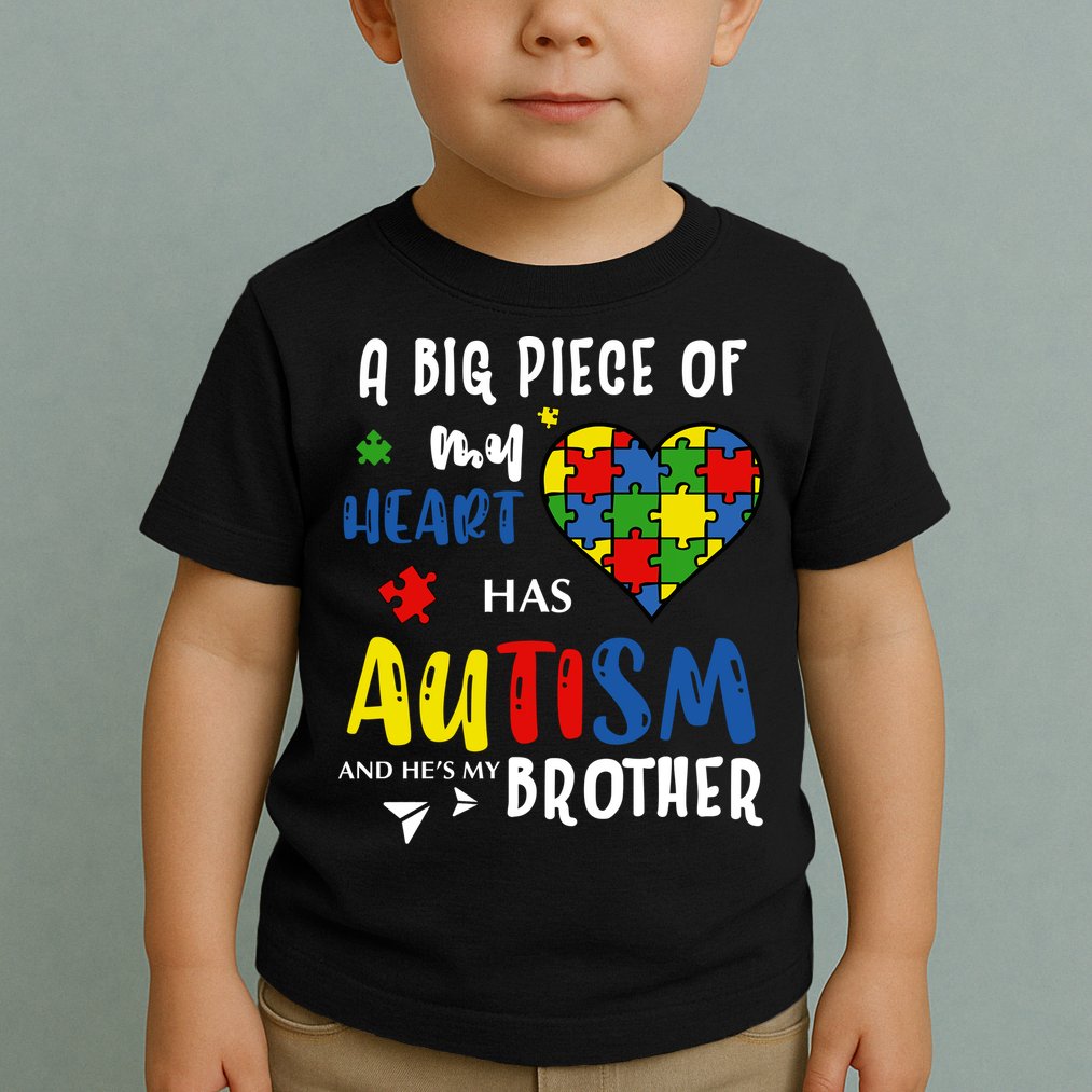 Autism Brother Heart Puzzle Autism Awareness Toddler T-Shirt