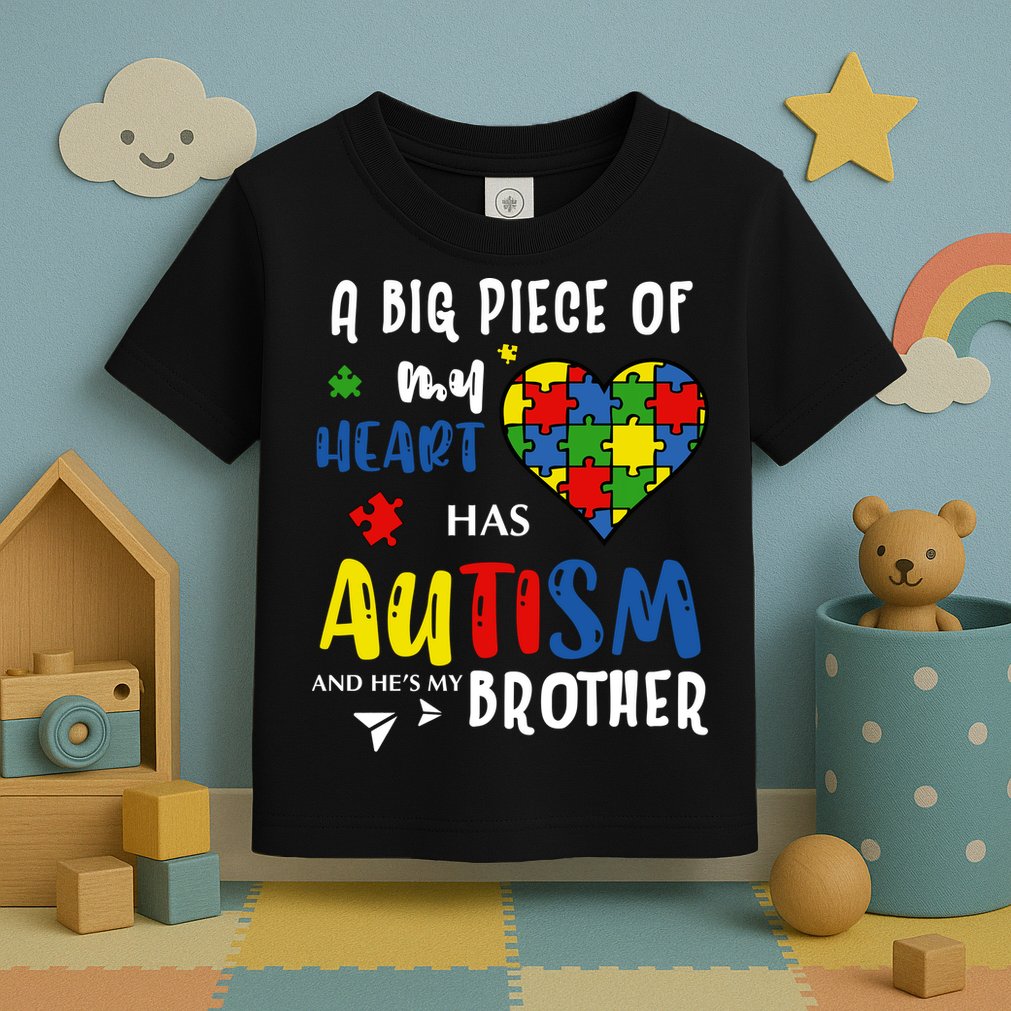 Autism Brother Heart Puzzle Autism Awareness Toddler T-Shirt