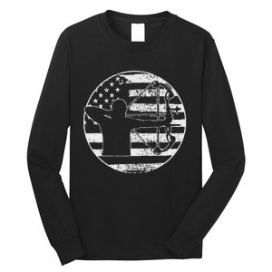 Archery Bow Hunting USA American Flag 4th Of July Gift Long Sleeve Shirt