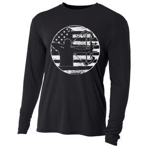 Archery Bow Hunting USA American Flag 4th Of July Gift Cooling Performance Long Sleeve Crew