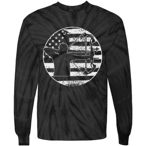 Archery Bow Hunting USA American Flag 4th Of July Gift Tie-Dye Long Sleeve Shirt