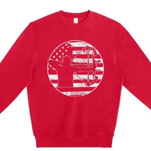 Archery Bow Hunting USA American Flag 4th Of July Gift Premium Crewneck Sweatshirt